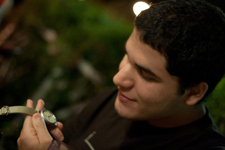 Haydar looks at my watch