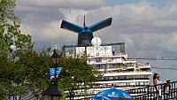 Departing cruise ship