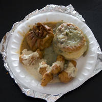 Crawfish Sack, Oyster Patties, Crawfish Beignets combo