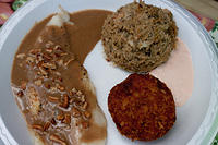 Pecan Catfish Meunière, Seafood Mirliton Casserole, Fried Crab Cake combo