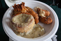Crawfish Sack, Oyster Patties, Crawfish Beignets combo