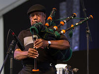 James plays the bagpipes