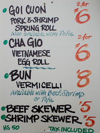 Ba Mien Vietnamese Cuisine Menu