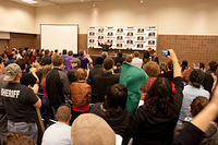 Stan Lee enters to standing ovation